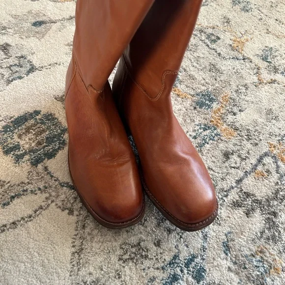 Free People Everly Equestrian Leather Knee-High Tan Boots 10 - Picture 8 of 16